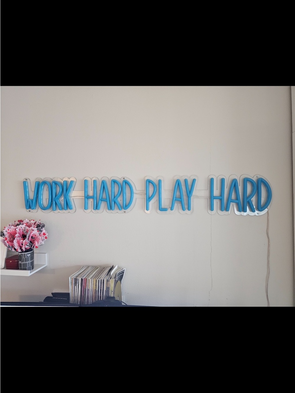 Blue "Work Hard Play Hard" Neon Wall Sign - Home Wall Decor